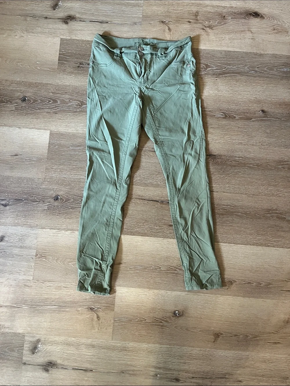 Olive Green Slim Casual Pants